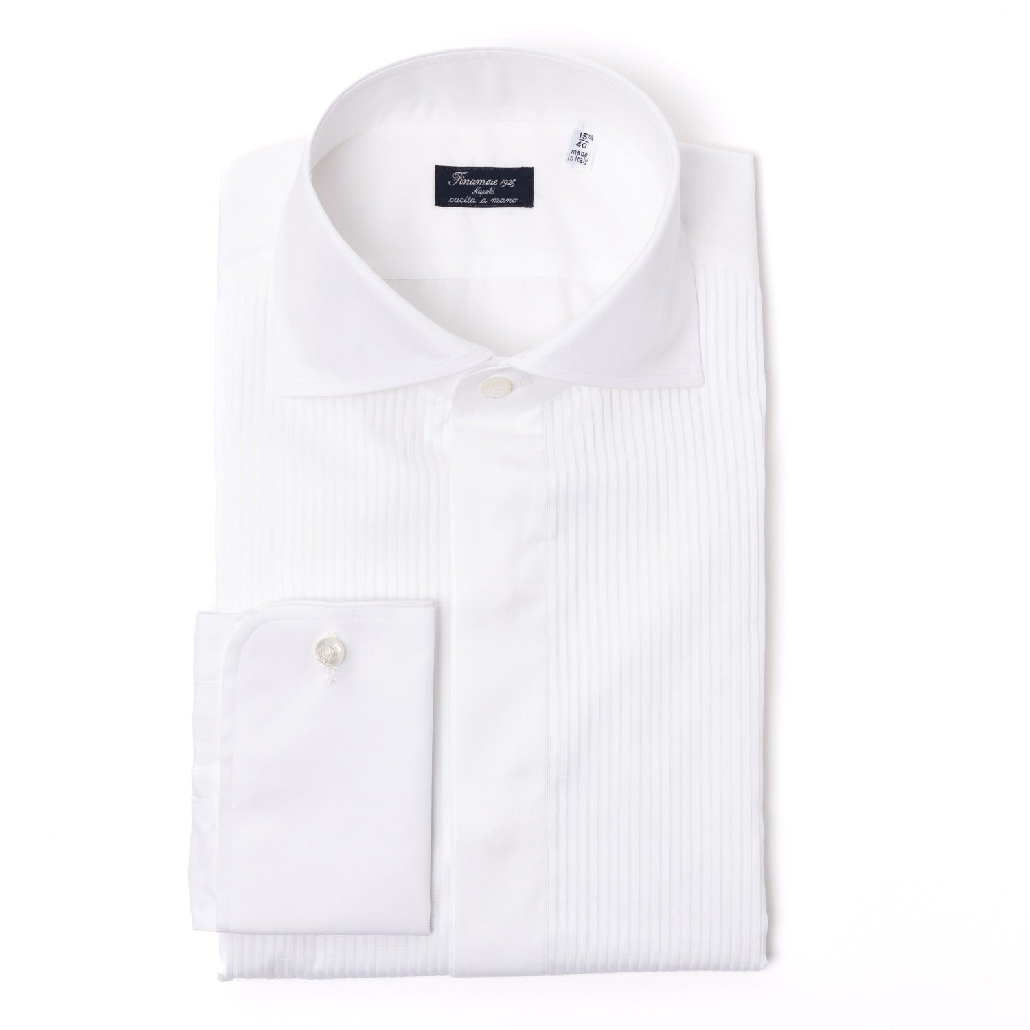 dress shirt collar inserts White Tuxedo Shirt with Pleated Insert made of Alumo Cotton Poplin
