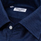 Marineblaues Hemd mit Revers-Kragen aus Baumwolle und Leinen - Collo Positano