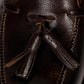 Loafer "Split Toe Tassel" aus dunkelbraun genarbtem Kalbsleder - reine Handarbeit