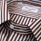 Braun gestreiftes Hemd aus reiner Baumwolle 170's von Alumo - Collo Max