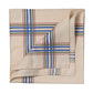 Beige gemustertes Taschentuch "Montmartre" aus Baumwolle mit farbigem Karo
