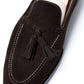 Loafer "Split Toe Tassel" aus dunkelbraunem Rauhleder - reine Handarbeit