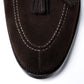 Loafer "Split Toe Tassel" aus dunkelbraunem Rauhleder - reine Handarbeit