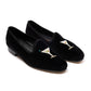 Black Venetian Velvet Slipper "Martini Cocktail" with Leather Sole
