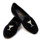Black Venetian Velvet Slipper "Martini Cocktail" with Leather Sole