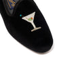Black Venetian Velvet Slipper "Martini Cocktail" with Leather Sole