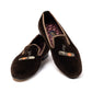 Brown Velvet Slipper "Cigar" with Leather Sole