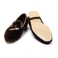 Brown Velvet Slipper "Cigar" with Leather Sole