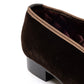 Brown Velvet Slipper "Cigar" with Leather Sole