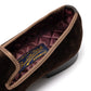 Brown Velvet Slipper "Cigar" with Leather Sole