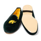 Green velvet slipper "Elephant" with leather sole - Handmade