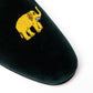 Green velvet slipper "Elephant" with leather sole - Handmade
