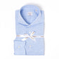 Hellblaues Hemd "Gentry Sartoriale" aus Baumwolle und Leinen - Handarbeit