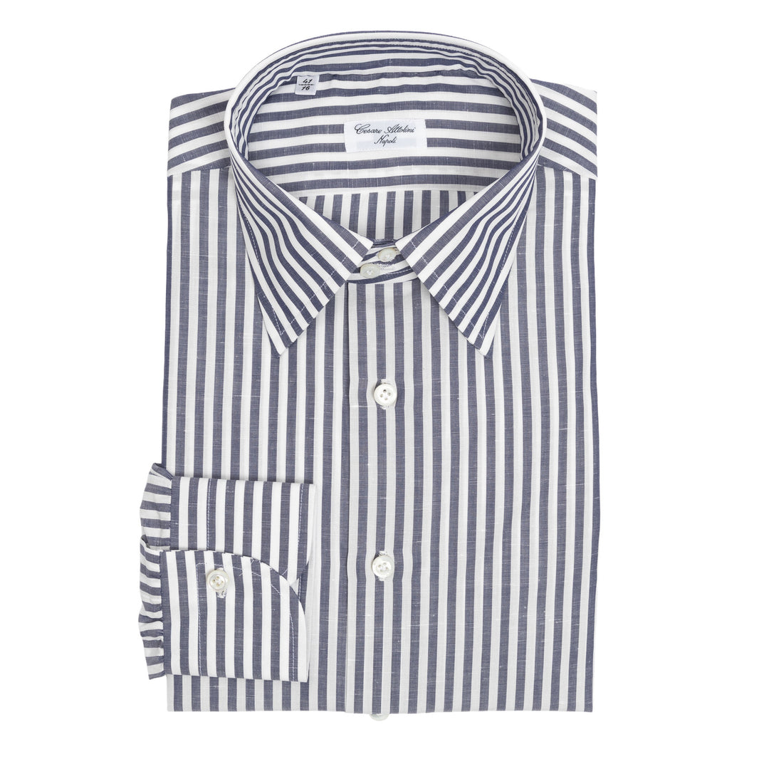 attolini dress shirts Mens Cesare Attolini Dress Shirt 40 Blue Checked Carlo Riva Cotton #1