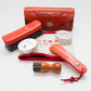 Shoe polish set "Beauty" made of red glazed leather - handcrafted
