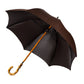 Dark brown striped umbrella "Traveler" with bamboo handle