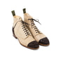 Boot "Canvas Spectator" aus sandfarbenem Baumwollcanvas und dunkelbraunen Croc-Suede - reine Handarbeit