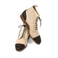 Boot "Canvas Spectator" aus sandfarbenem Baumwollcanvas und dunkelbraunen Croc-Suede - reine Handarbeit