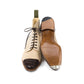 Boot "Canvas Spectator" aus sandfarbenem Baumwollcanvas und dunkelbraunen Croc-Suede - reine Handarbeit
