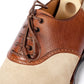 Sand-colored "Saddle" Oxford – suede with brown saddle made of calfskin "Russian Calf"