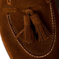 Loafer "Short Vamp Tassel" aus cognacbraunem Wildleder - reine Handarbeit