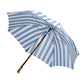 Striped sun umbrella "Picknick" with handle made of chestnut root