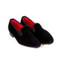 Bowhill & Elliot x MJ: Black velvet slipper with leather sole