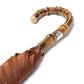 Copper brown umbrella "Traveller" with handle made of bamboo wood
