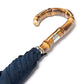 Blue umbrella "Traveller" with handle made of bamboo wood