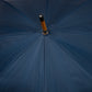 Blue umbrella "Traveller" with handle made of bamboo wood