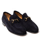 Il Mocassino exclusive x MJ: Horsebit loafer "Via Condotti" in dark blue calf suede